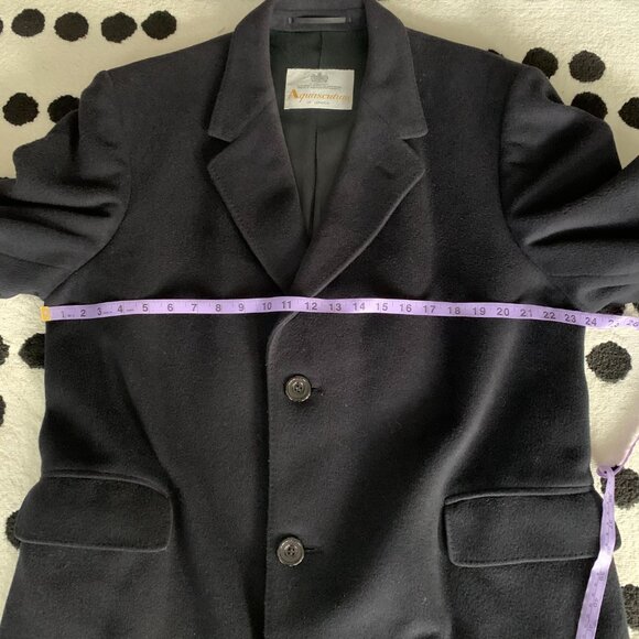 Vintage 1989 Aquascutum Cashmere Wool Blend Overcoat Long Pea Coat - Picture 12 of 15